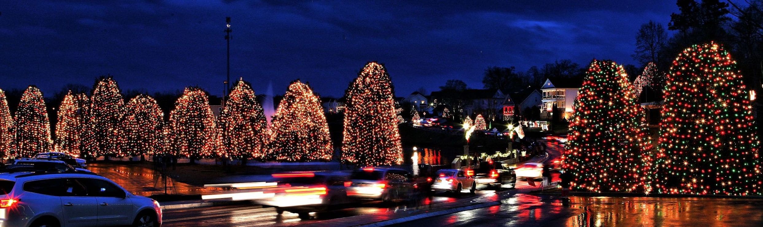 Panorama de McAdenville, NC durante Christmas Town USA